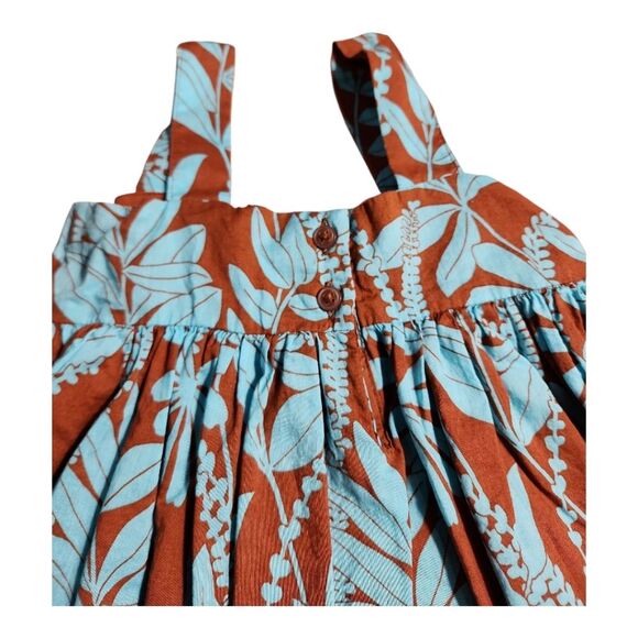Janie and Jack Brown Blue Leaf Print Dress Size 2T Cotton Tropical Sundress - Picture 8 of 8